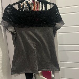 Lacy off shoulder shirt
